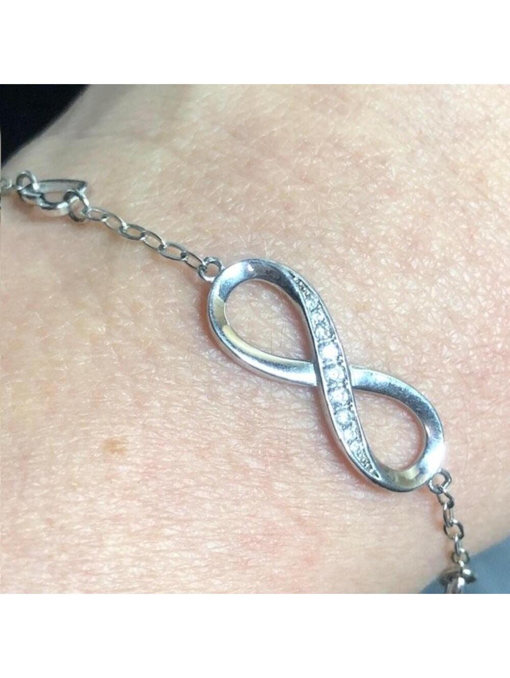 B1344 Billy Bijoux Infinity Heart Anklet/ Bracelet 925 Sterling 8-10.5" 4.2gr